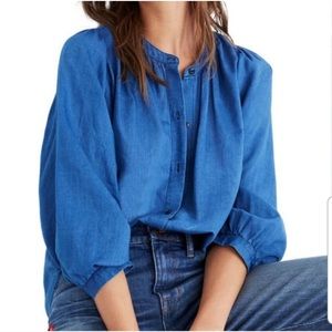 Madewell Blue indigo Button-Front chambray Blouse